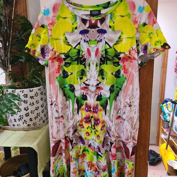 Prabal Gurang Rainbow Kaleidoscope Tshirt Ruffle Dress - Picture 3 of 11